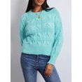 thumbnail image 2 of xiaxaixu Pull Rétro en Tricot Torsadé pour Femmes Couleur Unie Manches Longues Pulls Col Rond Automne Hiver Mode Urbaine, 2 of 9