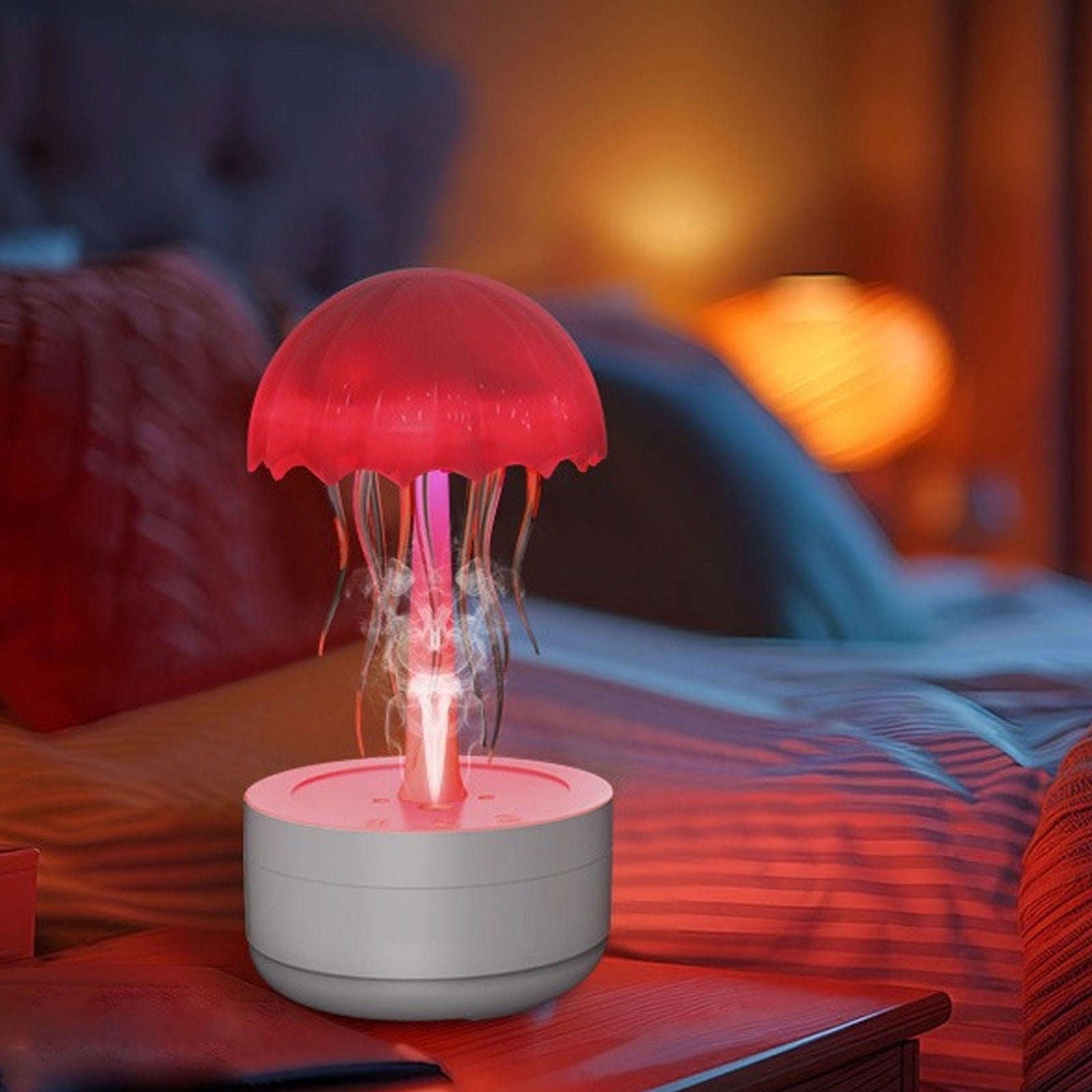 Suodoka 300 ml Jellyfish‑Shaped Humidifier & Diffuser with 7‑Color LED Night Light, Silent 30 dB, 12‑Hour Auto‑Shutdown