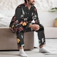 thumbnail image 7 of Naloa Butterfly with Fowers Men’s Pajamas Set - Long Sleeve Button Down Sleep Shirt and Pajama Bottoms Sleepwear Set-Large, 7 of 7