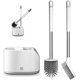 thumbnail image 1 of Escobilla de baño de silicona, escobilla de baño de silicona de 2 piezas con soporte de secado rápido, cepillo de limpieza de baño con mango de plástico antideslizante, juegos de baño JFHHH pequeña, 1 of 5