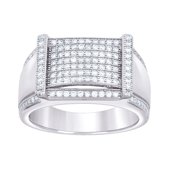 925 Sterling Silver Mens 0.69ct Moissanite Fashion Ring 10.8mm Wide Size 11 Ring for Men - 5.7 Grams