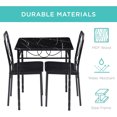 thumbnail image 5 of VECELO 3-Piece Dining Table Set with 2 Chairs, Wooden Square Table and Soft Cuahion Chair for Home Kitchen Breakfast Nook, Small Space, Black, 5 of 7