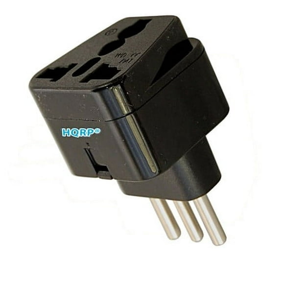 HQRP Black Grounded Universal Travel Plug Adapter from USA / Japan, Europe / Russian, Great Britain Socket to Italy Socket