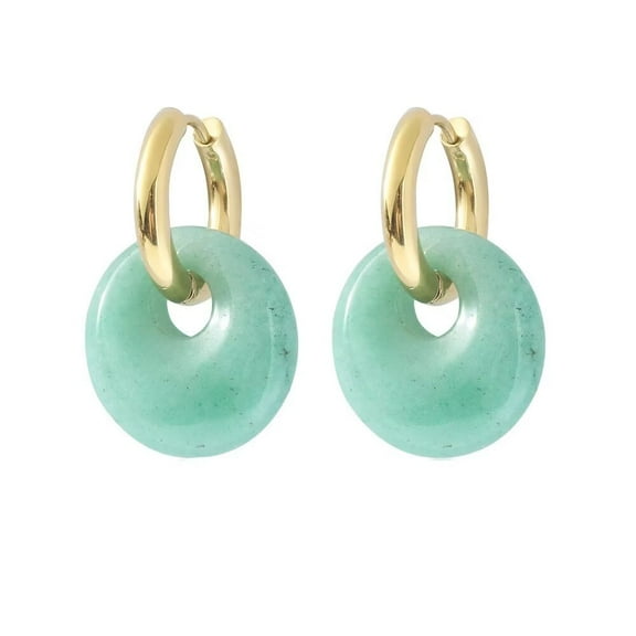 HIJONES Women's Natural Stone Hoop Earrings Huggie Statement Ear Studs Style 8