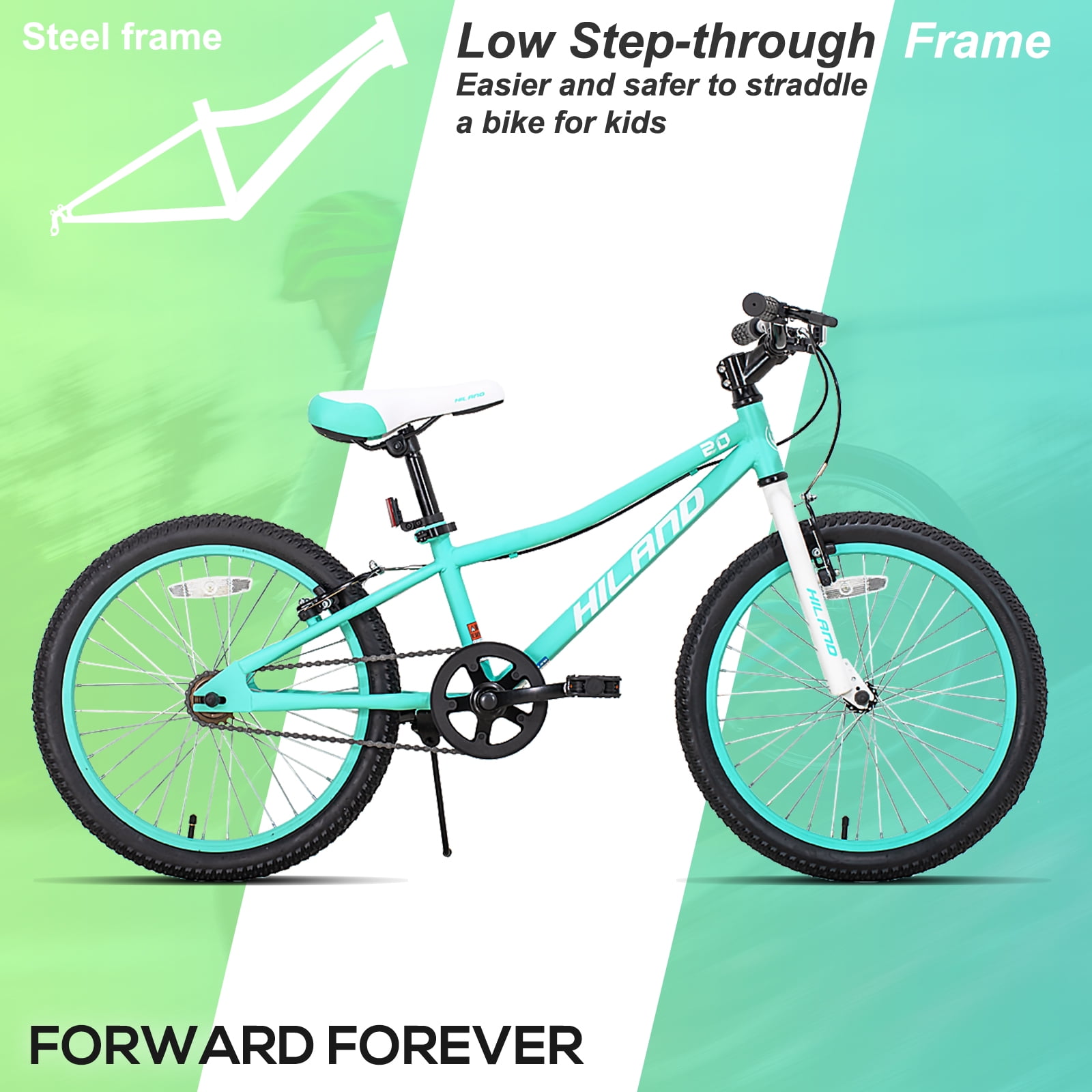 Hiland 20 inch Mountain Bike with Dual Handbrakes and Kickstand, Mint Green