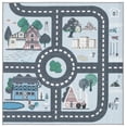 thumbnail image 2 of SAFAVIEH Kids Playhouse Farm Crossroads Machine Washable Area Rug, Blue/Dark Grey, 5' x 5' Square, 2 of 13