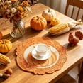 thumbnail image 5 of QuanTara Fall Pumpkin Lace Placemat, Round Knitted Table Doily, Thanksgiving Harvest Decor, Orange Hollow Out Table Mat for Dining Room, Party & Rustic Wedding, 5 of 6