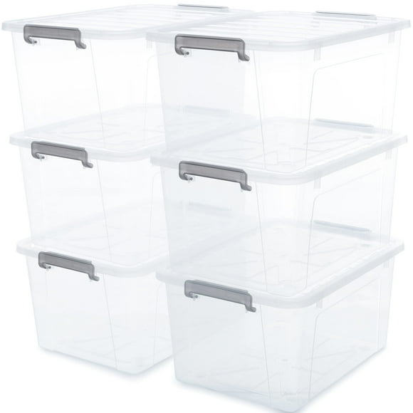 Contenedores de almacenamiento Citylife, paquete de 6, 42 L, caja transparente apilable