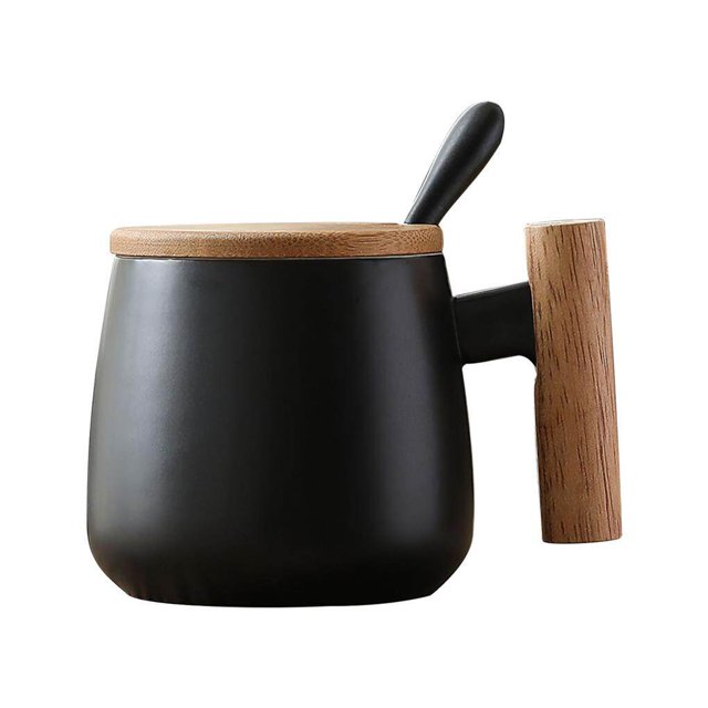 Langgg Large Coffee Cups Ceramic Ceramic Mug Coffee Mug with Lid Spoon Heat-Resistant Ceramic Cups Round Ceramic Cups Bottle for Office