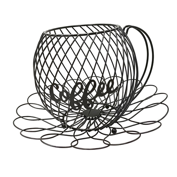 Portacápsulas de espresso, regalo para el Día del Padre, cesta de almacenamiento para tazas de café de metal. Negro