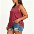 thumbnail image 5 of hoksml Women Round Neck Sleeveless Tank Top Curved Hem Loose Plus Size Casual Tee for Summer Daily Wear, 5 of 7