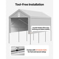 thumbnail image 6 of KFFKFF Carport Replacement Canopy, 12 x 20 ft Portable Garage Cover with Side Panels, UV-Resistant and Waterproof, Durable Car Shelter Tarp with Ball Bungees, Grey, Frame Not Included, 6 of 9