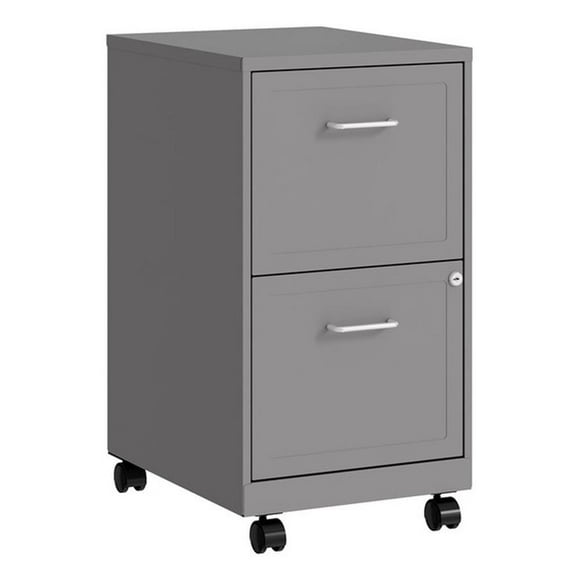 Lorell 16873 2-Drawer Mobile File Cabinet, 18-Inch Depth - Gray