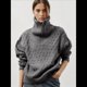 thumbnail image 5 of Suéteres de Mujer Otoño Invierno 2025, Jersey Informal de Punto con Cremallera de un Cuarto de Pulgada, Jersey de Punto de Diamante Gris L, 5 of 10