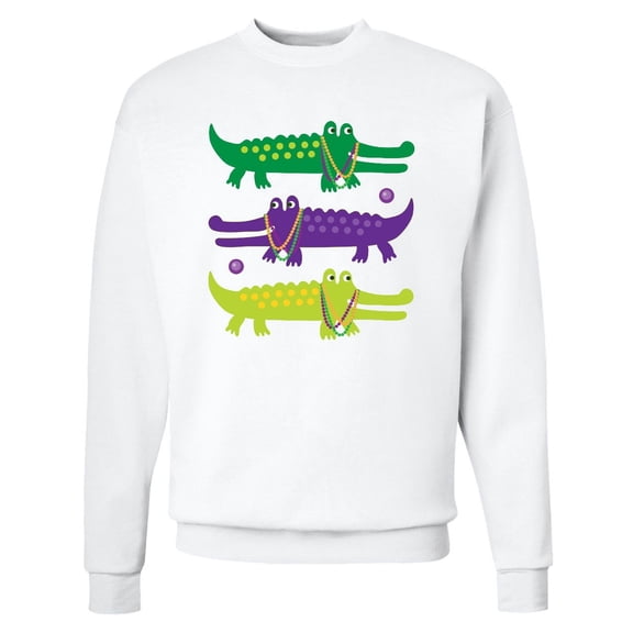 Inktastic Mardi Gras Holiday Alligators Adult Sweatshirt