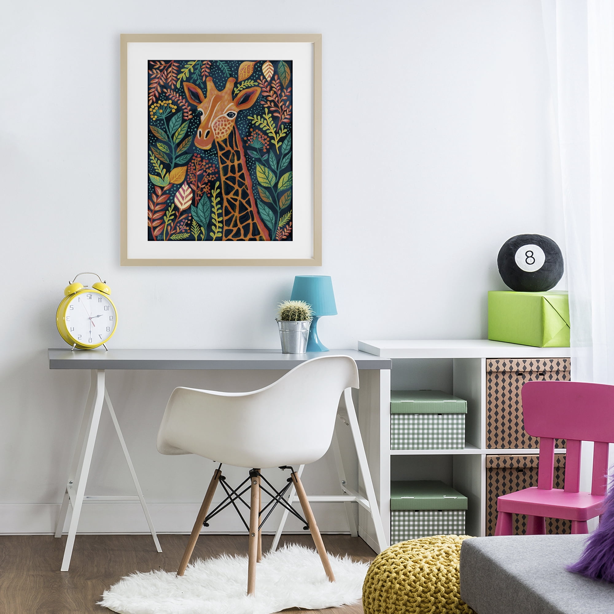 Stupell Industries Exotic Leaf Pattern Giraffe Birch Framed Print Under Glass, design by Lisa R Dumm