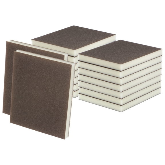 16 Packs Fine Sanding Sponge Blocks 400-500 Grit Foam Sanding Block Pad, 120x100x12mm, Brown