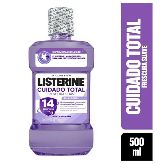 Enjuague bucal Listerine Cuidado Total Zero menta fresca 500 ml