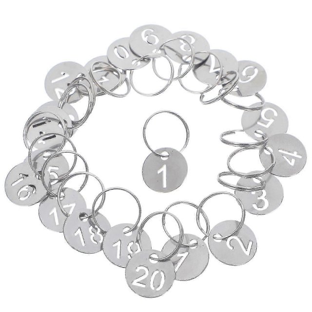 20pcs Round Numbered Tags Stainless Steel Number 1-20 Tags Metal Key Tags Walkbee A B