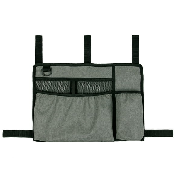 Graflsoa High-Capacity Walker Pouch with Multiple Pockets and Cup Holder, Oxford Cloth Side Storage Bag for Wheelchairs, Grey/Blue Options