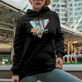 thumbnail image 2 of Distressed Good Times and Tan Lines, Retro Tropical or Beach Art Merch Gift, Black Hooded Sweatshirt or Hoodie, XL, 2 of 5