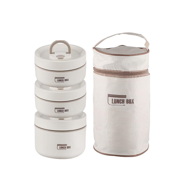 Fiambrera para Adultos Bento Box de Acero Inoxidable, Juego de Contenedores de Almuerzo con Aislamiento Apilable Portátil con Bolsa, para Adultos, Niñ 3 PIEZAS Sunnimix Contenedor de almuerzo