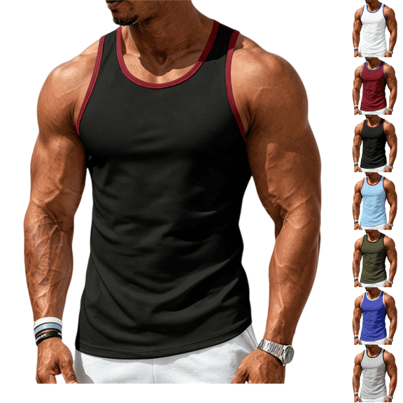 LRGSHF Men’s Sleeveless Tank Top, Slim Fit Crew Neck Athletic Tank Shirts, Soft Breathable Summer Casual Workout Tops for Men