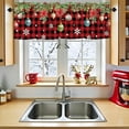 thumbnail image 2 of Christmas Curtain Valance for Windows Snowflake Pine Tree Ball Xmas Winter Red Black Check Plaid Rod Pocket Window Treatments 1 Panel Short Curtains for Kitchen Windows Bathroom Bedroom,54 x 18 Inch, 2 of 6