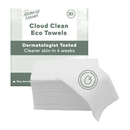 The Original MakeUp Eraser Cloud Clean Eco Towels XL - 30 Count Dermatologist Tested Wipes
