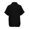 thumbnail image 5 of Linen Tops for Women Shawl Collar V Neck Short Sleeve Gauze Shirts Summer Lightweight Dressy Casual Blouses Black M, 5 of 6
