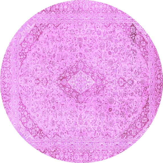 Ahgly Company Indoor Round Abstract Purple Modern Area Rugs, 5' Round