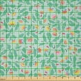 thumbnail image 2 of Ambesonne Floral Fabric by the Yard Microfiber, Flowers and Leaves Folk Art, 10 Yards, Pale Teal and Soft Pink, 2 of 2
