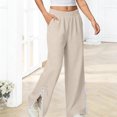 thumbnail image 6 of Babcutegg Linen Pants for Women Casual Fashion High Waist Straight Leg Soild Color Cotton Linen Womens Summer Clothes Beige Size 2XL, 6 of 8