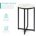 thumbnail image 3 of Best Choice Products 16in Faux Marble Modern Round Living Room Accent Side Table w/ Metal Frame - White/Matte Black, 3 of 7