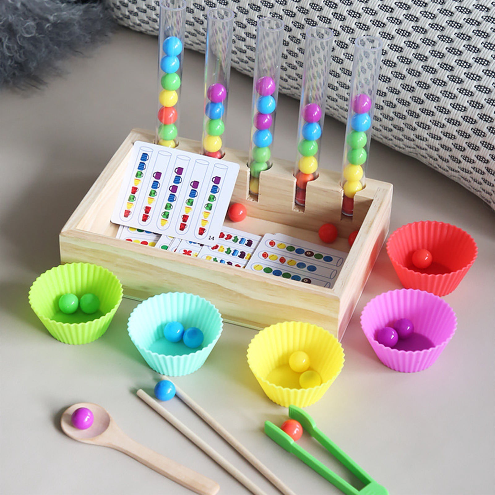 IMENGL Arithmetic Math Toy Set – Silicone Digital Learning With Beads Chopsticks & Spoons Math Beads Counting Toy Learning Activities Toy Sensory Bins for Toddlers 3-4,My Preschool Busy Book,Prescho