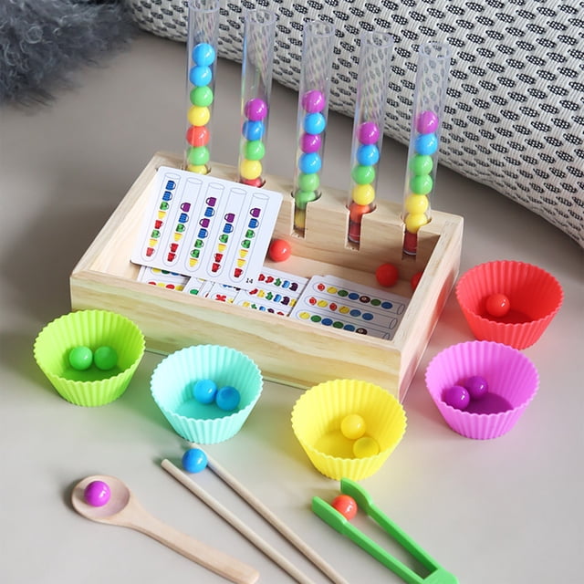 HUASHENG Arithmetic Math Toy Set – Silicone Digital Learning With Beads Chopsticks & Spoons Math Beads Counting Toy Learning Activities Toy