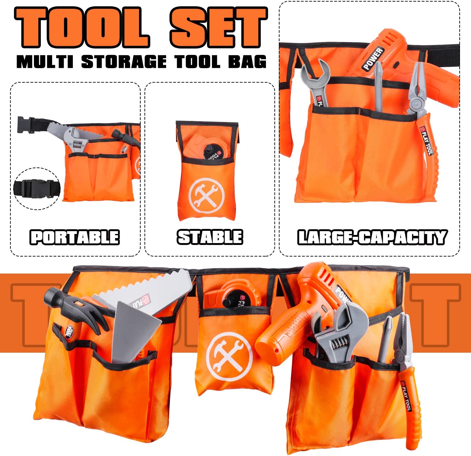Toy Life 35-Piece Kids Tool Set with Electric Drill & Belt photo 3