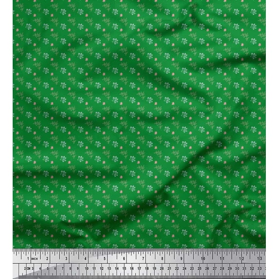 Soimoi Green Cotton Poplin Fabric Leaf Floral Fabric Prints By Yard 56 Inch Wide