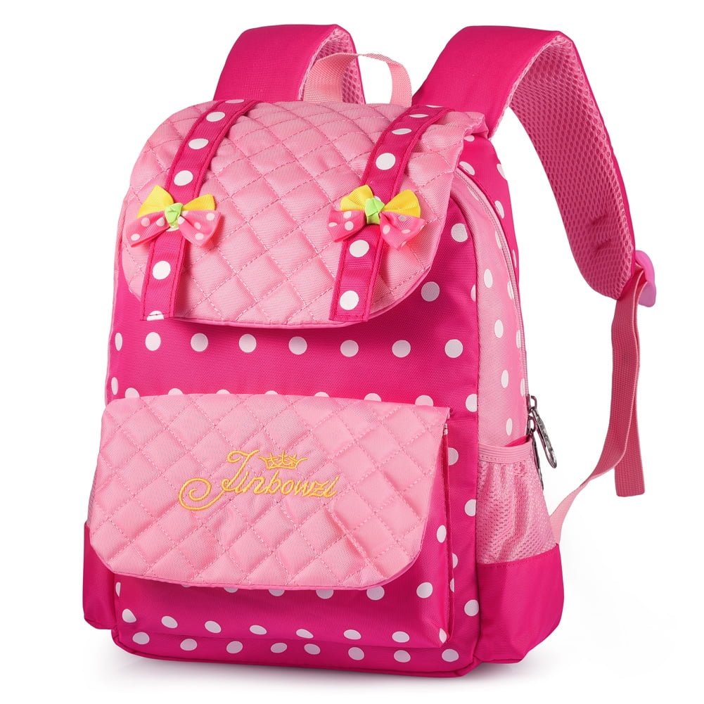 Girls Backpacks for Elementary Polk Dots School Bag Cute Bowknot