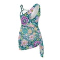 thumbnail image 5 of Whosucclay Colorful Floral Print Girls Swimsuit, Quick Dry Removable Bra Girls' One Piece Swimsuit with Cover Up for Beach, 7-8 Years Old, 5 of 6