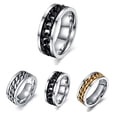 thumbnail image 3 of Flmtop Punk Hommes Femmes Unisexe Chaîne en Acier Inoxydable Incrusté Bague Anneau Bijoux Cadeau, 3 of 10