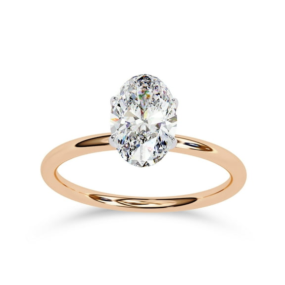 IGI Certified Lab Grown Diamond Solitaire Engagement Rings For Women, Center 9x6mm Oval Cut 4-Prong Anniversary Wedding Ring In 18K Solid Rose Gold F-G, VS-SI Quality (1.20 Cttw) Ring Size-9