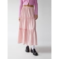 thumbnail image 2 of Raccmtaty Women's Tiered Long Skirts Vintage Elastic Waist Solid Color Midi Skirts Frill Trim Skirts, 2 of 7