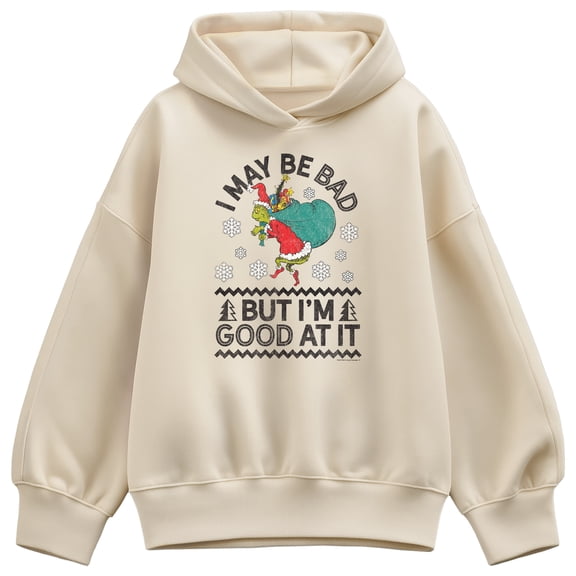 The Grinch - I May Be Bad But I'm Good At It - Women's Oversized Fleece Hoodie Sweatshirt