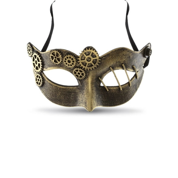 Attitude Studio Steampunk Metallic Venetian Masquerade Metal Gear Mask - Gold