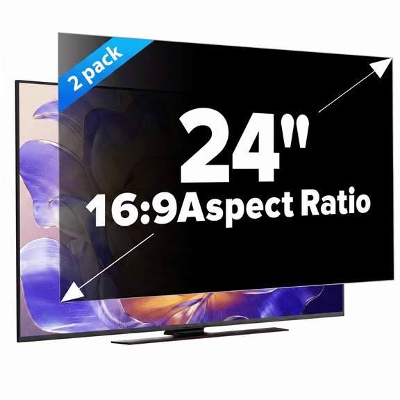 GUDTEKE 24 inch Computer Privacy Screen Filter for 16:9 Monitor, Anti-Glare and Blue Light Blocking, 2 Pack
