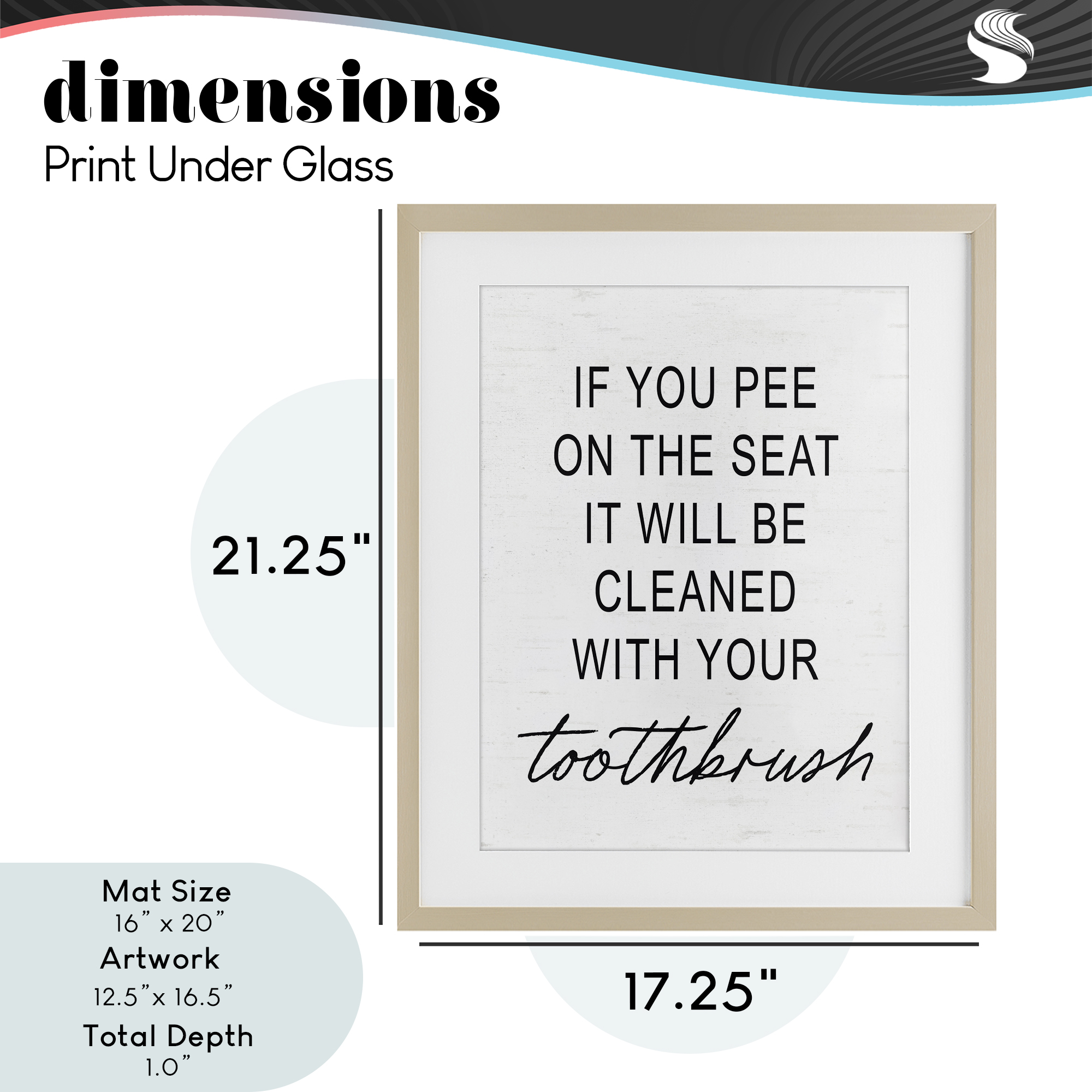 Sassy Clean With Toothbrush Warning Birch Framed Print Under Glass, design by Lettered and Lined