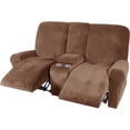 thumbnail image 4 of Housse de Causeuse Inclinable 2024 avec Console Centrale, Housse Extensible en Velours pour Fauteuil Inclinable 2 Places avec Porte-Gobelet, 4 of 10