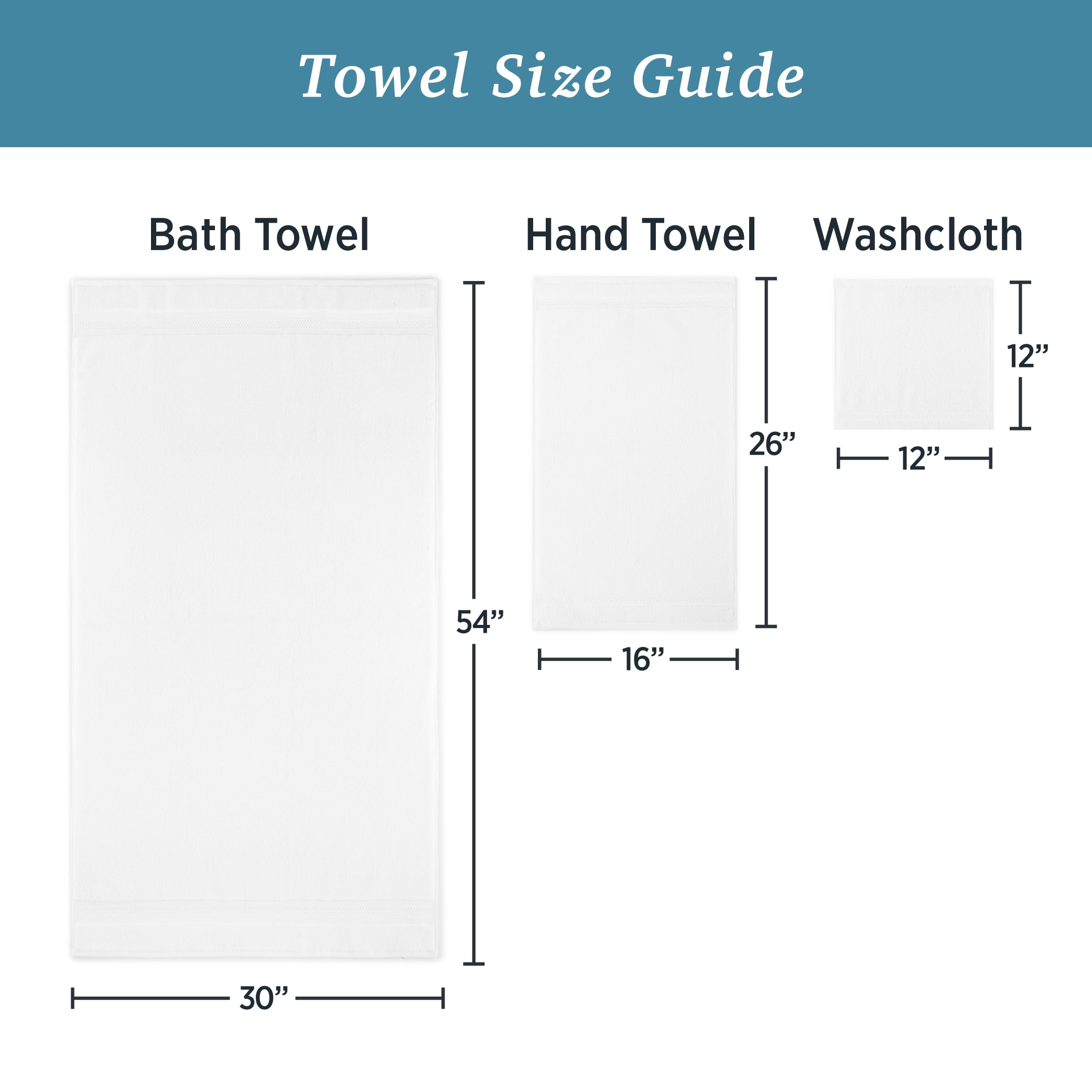WelHome 100% HYGROCOTTON® 6-Piece Textured Soft Towel Set, White Towels Set, 550 GSM, 2 Large White Bath Towels 30" x 56", 2 Hand Towels, 2 Washcloths, Absorbent & Soft White Bathroom Towels