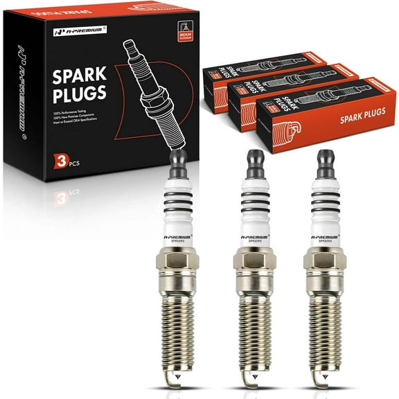 A-Premium Iridium Platinum Spark Plugs Compatible with Ford Focus 2015-2018, Fiesta 2014-2017, EcoSport 2018-2020, L3 1.0L, Pack of 3